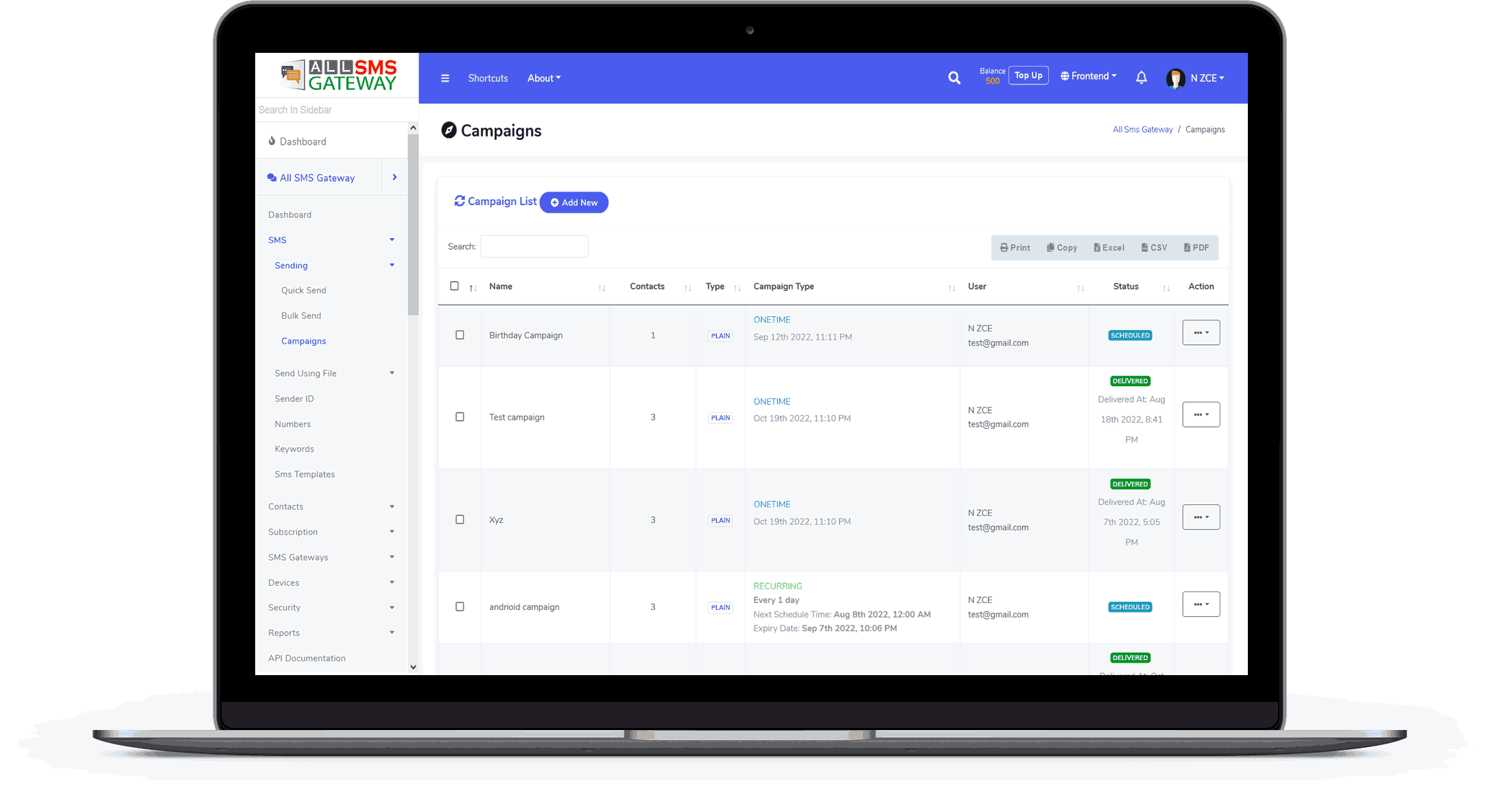 OMNI SMS campaigns